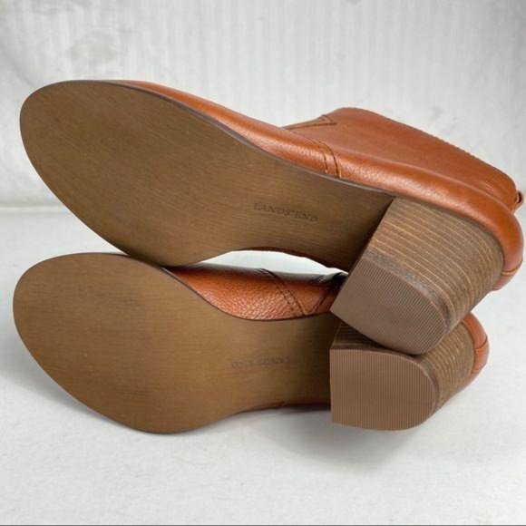 Land’s End Harris Ankle Booties Leather Side Zip Chestnut Brown Womens Sz 9 - Picture 8 of 11